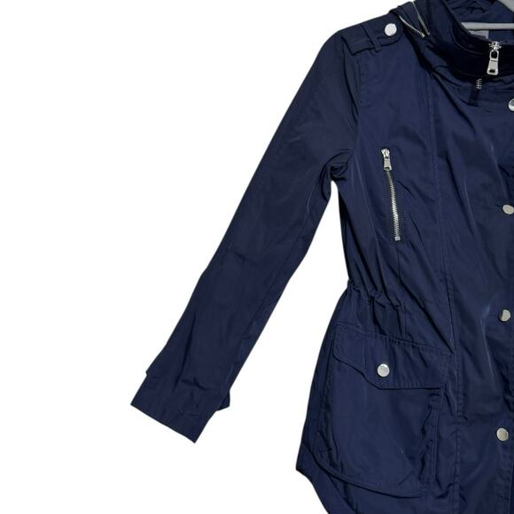 NEXT Women’s Navy Blue Cinched Waist Hidden Hood Utility Jacket Size Small 4 - Picture 6 of 12